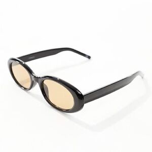 Black Oval Sunglasses with Mustard Mono Lenses